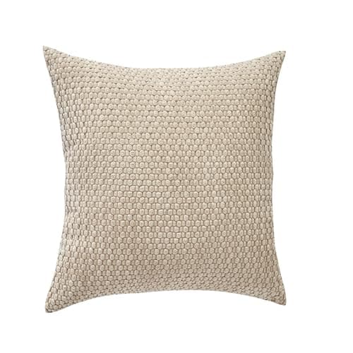 DCSKY Throw Pillow Covers 18x18，Pack of 2 Corduroy Decorative Throw Pillow Covers, Bohemian Style Home Decor for Sofa,Living Room,Couch Bed Decorative Throw Pillow Cover（Beige） - Thumbnail 2