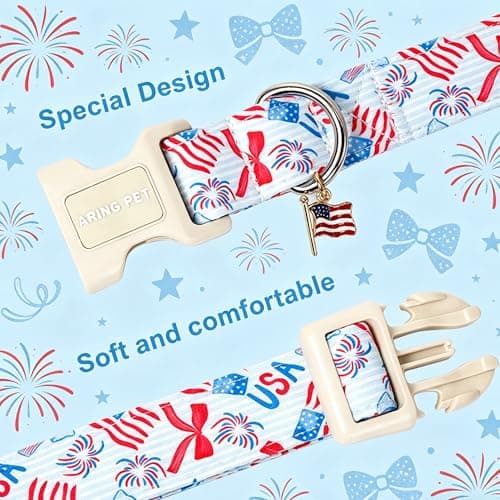 ARING PET 4th of July Dog Collar, Cute Patriotic American Flag Doggy Collars for Puppy Small Medium Large Boy Girl Dogs Pet, for Independence Parades Outdoor Walking Hiking Picnic Daily Photos, XS - Thumbnail 3