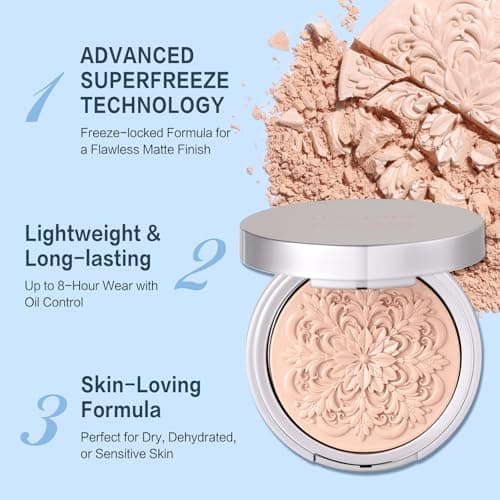 SuperFreeze Pressed Setting Powder, Freeze-Dried Skincare Powder for All-Day Oil Control, Pore-Blurring Matte Finish with Hyaluronic Acid & Niacinamide, Smooth Crease-Resistant Compact (Natural) - Thumbnail 5