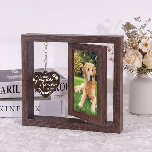 Boiveco Dog Memorial Gifts for Loss of Dog, Pet Memorial Gifts for Dogs Roating Wooden Picture Frame, Loss of Dogs Sympathy Gift Bereavement Remembrance Condolence Photo Frame, Display Two 4x6 Photos - Thumbnail 3