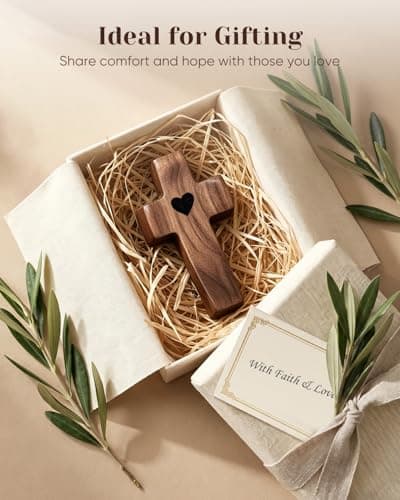 3-Pack Wooden Cross Fidget, Handmade Pocket Wood Crosses, Cross My Heart | Encouragement Gift, Relieve Anxiety for Yourself, Inspirational Easter Gift for Christian Faith, Prayer, Father Day Gifts - Thumbnail 6