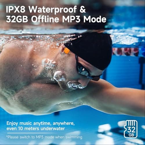 LOBKIN Bone Conduction Headphones,Bluetooth 6.0 Swimming Headphones Wireless, IPX8 Waterproof 32G Memory Open Ear Earphones with Microphone, 8H Playtimes for Hiking,Running,Swimming,Cycling - Thumbnail 2
