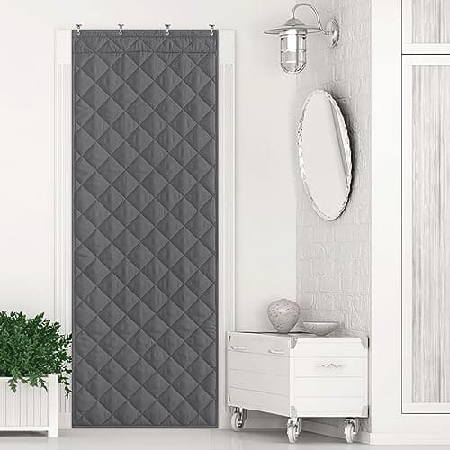 NICETOWN Thermal Insulated Door Curtain for Drafty Doors, 30"x82" Insulated Room Divider with 3 Hanging Ways, Blackout Waterproof Thick Material Energy Saving for Patio Door, Living Room,1 PC, Grey