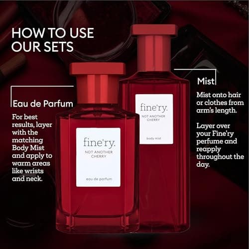 Fine'ry Not Another Cherry Eau De Parfum & Body Mist Gift Set | Fruity & Floral Notes Of Cherry, Rose & Almond | Fine Mist Spray & Perfume For Women | Fragrance Layering Duo (2oz + 5oz) - Thumbnail 3