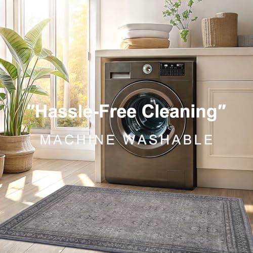 Vanmoos 6x9 Area Rugs for Living Room, Bedroom - Machine Washable, Non-Slip Bedside Rug, Large Soft Floor Carpet for Office, Dining Room, Farmhouse and Home Decor, Urban Luxe/Olive Brown - Thumbnail 6