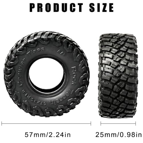 RcThjia 1.0 Tires All Terrain Super Soft Sticky Tires for RC Crawler for Traxxas 1/18 TRX4M Ford Bronco 97054-1 1/24 Axial SCX24 FMS FCX24 RC Crawlers High Grip Off-Road Tire Set Upgrade (4Pcs/Set) - Thumbnail 2
