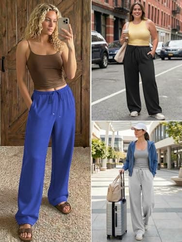 ATHMILE Womens Black Wide Leg Sweatpants Long Straight Streetwear Drawstring Low Waist Casual Loose Baggy Workout Pants 2026 - Thumbnail 5