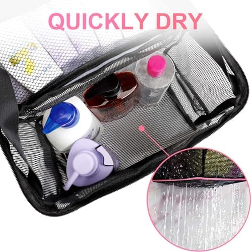 NOBLIGOAL Large Mesh Shower Caddy, Portable Hanging Travel Toiletry Bag - Thumbnail 4