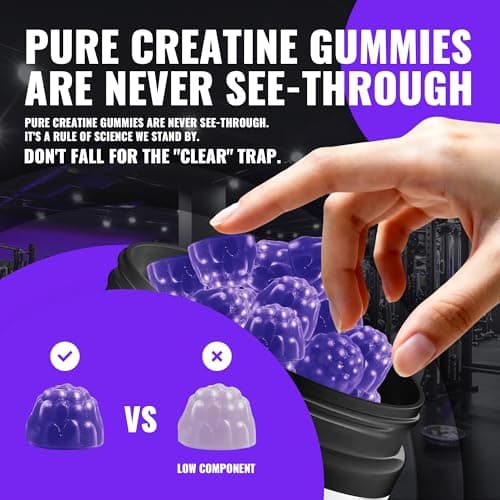 Natures Aid Creatine Monohydrate Gummies – Pre-Workout Energy & Muscle Growth Support for Men & Women | Grape Electrolyte Gummies (135 Count) - Thumbnail 4