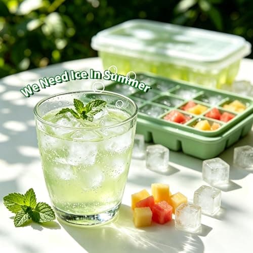 Azxb Ice Cube Trays with Lid, 1 Pack 15 Cubes Easy Release Stackable Flexible Silicone Ice Cube Trays for Freezer with Removable Silicone Lid for Baby Food, Whiskey, Cocktail, Coffee, BPA Free - Thumbnail 4