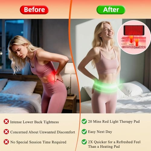 Red Light Therapy for Body, 3 in 1 LED Bead 660nm 850nm 16" Infrared Red Light Therapy Belt Wrap Pad for Back Shoulder Waist Stomach Knee Muscle - Thumbnail 3