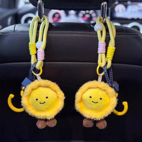 XUPEIXUN Car Seat Headrest Hook 2 Pack Hooks Hanger Storage Organizer Universal for Handbag Purse Coat, Cute Car Accessories for Women (lemon) - Image 1