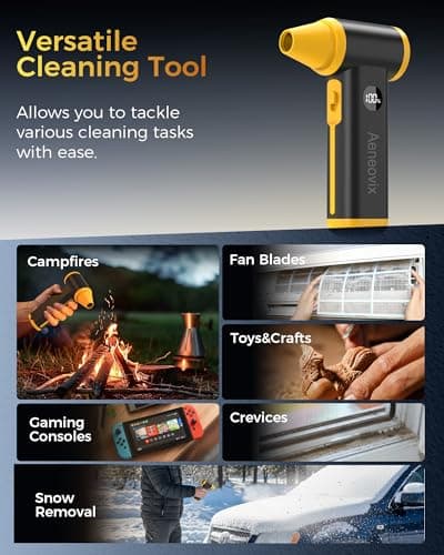 Compressed Air Duster, 130000RPM Super Power Cordless Electric Air Duster with Fast Charging, 8-Speed Adjustable Rechargeable Brushless Blower for Computer, Keyboard, Car, House and Outdoor Use - Thumbnail 4