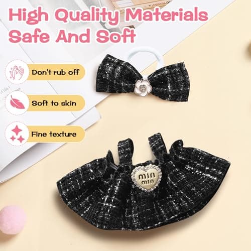 Clothes for Blind Box Dolls, Premium 2-Piece Dolls Accessories Set with Chic Bow Dress Outfit for 15-17cm Plush Blind Box Toy (Black Set) - Thumbnail 5