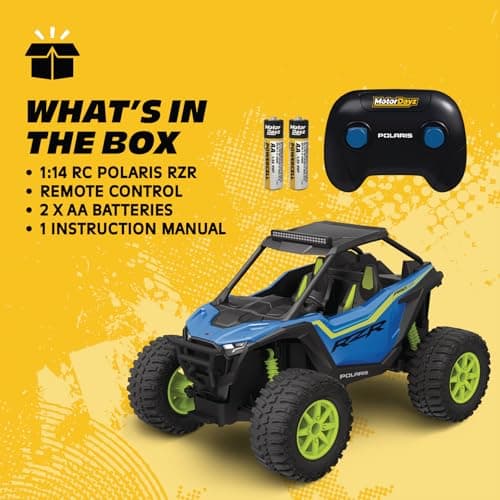 Motor Dayz Polaris RZR Remote Control UTV – 1:14 Scale 2WD RC Car, Officially Licensed Polaris RZR, Full-Function 2.4GHz Radio Control, USB Rechargeable, Ready to Run, Blue - Thumbnail 6