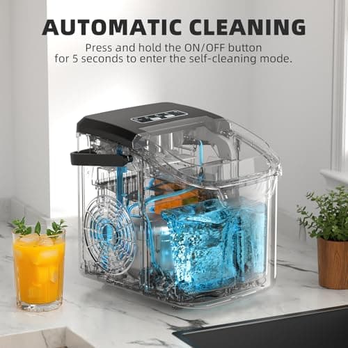 Antarctic Star Ice Maker Countertop, 8 Bullet Ice Cubes in 6 Mins, 26.5 lbs/Day, Self-Cleaning, 2 Sizes, Ultra-Quiet for Home/Kitchen/Camping/RV - Thumbnail 5