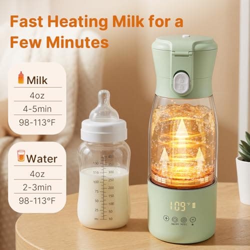 JDZ Portable Bottle Warmer, 16000mAh Rechargeable Baby Bottle Warmer with 7 Temp Settings (113-167°F), Fast Heating 17oz 316 Stainless Steel Travel Milk Warmer for Breastmilk & Formula On the Go - Thumbnail 3