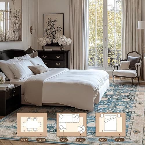 Voyantek 5x7 Area Rugs for Living Room,Ultra Soft Faux Wool Rugs for Bedroom,Dining Room,Non-Slip Backing Washable Rugs,Stain Resistant Home Decor Rug (Blue, 5' x 7') - Thumbnail 6