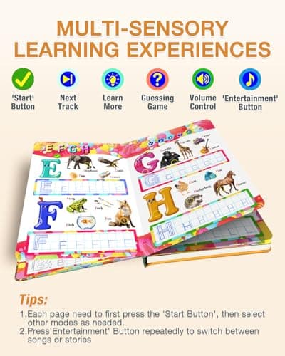 English Interactive Sound Book for Kid,Alphabet & Number Talking Book for Toddlers Age 3-5,Preschool ABC Learning Travel Toy for Boys Girls Birthday Gift 3 4 5 6 Year Old,Sensory Autism Toy,600+ Audio - Thumbnail 6