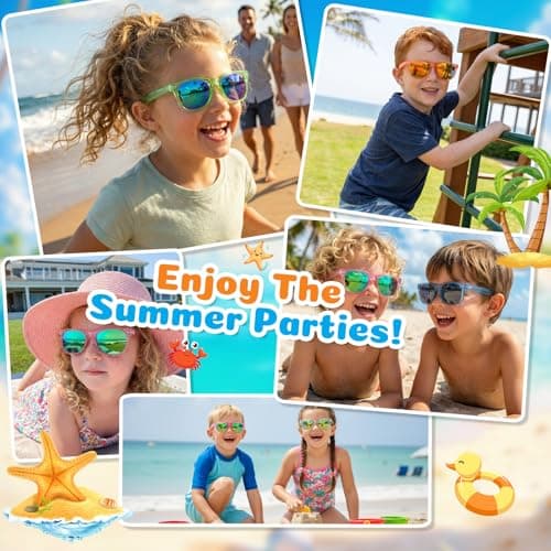 Froman Kids Sunglasses Bulk - 32 Pack Party Favors for Boys Girls Ages 3-8, Neon Colors with UV 400 Protection, Birthday Goodie Bag Stuffers - Thumbnail 6