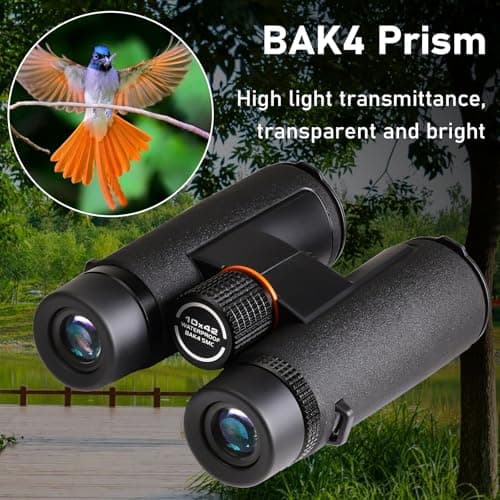 TRV 10x42 Binoculars for Adults High Powered - Waterproof Fogproof BAK4 Prism, with Phone Adapter for Bird Watching, Hunting, Travel - Thumbnail 4