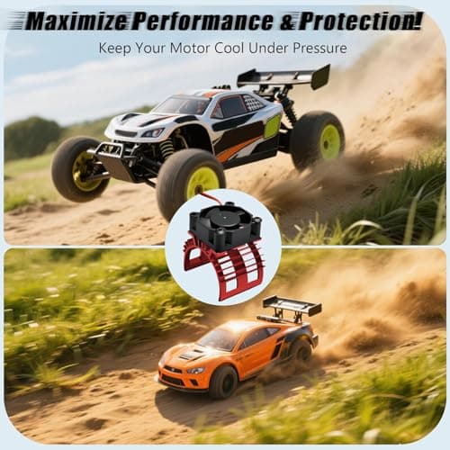 Alloy Heat Sink with 5V Cooling Fan for Traxxas Trx4 Slash ARRMA SCX10 and 1/10 RC Car - Compatible with 540, 550, 3650 Size Brushless Motor (Red) - Thumbnail 6