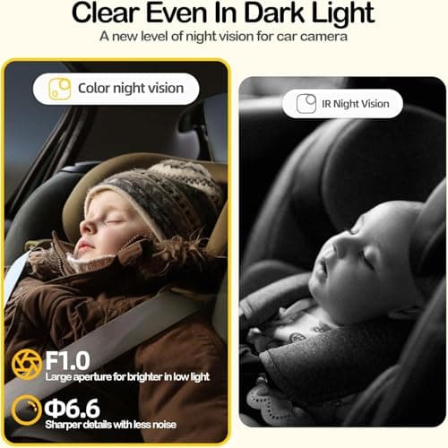 Ellie Baby Car Monitor, 2K UHD Backseat Monitor with Color Night Vision, Face Tracking, Dual Display for 2 Kids, Wide View Car Baby Camera, Smart Video Capture & App Control - Thumbnail 4