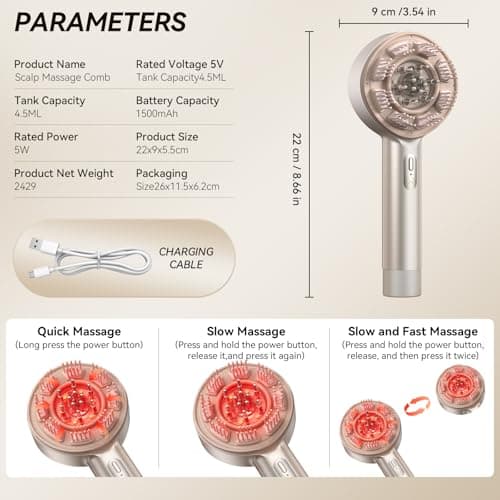 DZAVOK Electric Scalp Massager, 3-in-1 Scalp Care Brush with Oil Applicator, Waterproof IPX7, for Cleaning, Relaxation, and Healthy Scalp - Thumbnail 3
