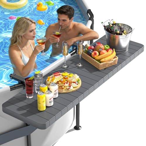 BoYata Pool Bar, Above Ground Poolside Bar Table, 49.4×9.6" Stable & Large Pool Side Table Holds 110LBS, Durable Above Ground Pool Accessories, Swim Up Bar for Round & Oval Frame Swimming Pools - Image 1
