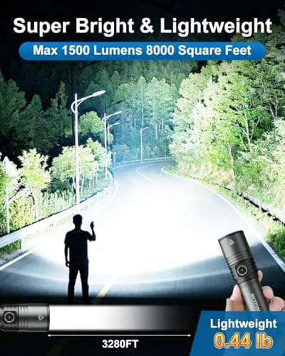VOLISABER LED Flashlight Rechargeable with Ignition Lens, EDC Flashlights 1500LM, 5 Modes Zoomable Type-C High Powered Handheld Tactical Flashlights for Emergency Camping Essentials - Thumbnail 3