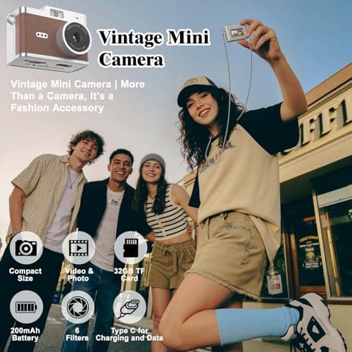Mini Keychain Digital Camera 1080P, Ultra-Portable Small Retro Camera 32GB Card 6 Filters Video Recorder for Travel Camp Snap Study Party Collectible Vintage Camera Gift Kid Teens Beginner Trendsetter - Thumbnail 2