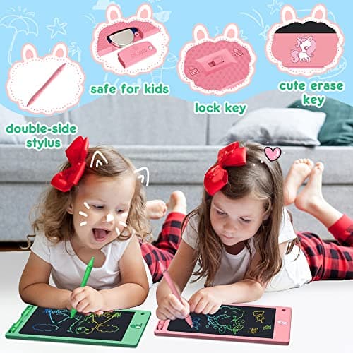 FLUESTON LCD Writing Tablet for Kids, 8.8 Inch Drawing Tablet for Boys Girls 3 4 5 6 7 8 Year, 3pcs in 1 Pack Drawing Pad Birthday Christmas Gift for Kid Educational Doodle Board Cute Unicorn Toy - Thumbnail 2