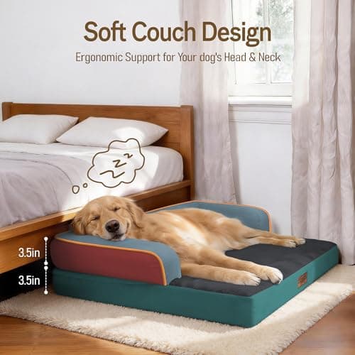 Comfort Expression Memory Foam Dog Bed - Washable Pet Bed for Big Dog Waterproof Orthopedic Dog Beds with Removable Cover ，Non-Slip Pet Couch Sofa- 36 x 27 - Thumbnail 3