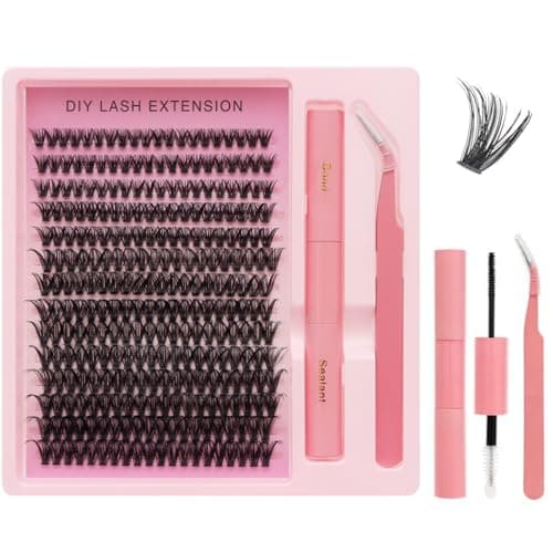 DIY Lash Extension Kit, 280PCS 50D Individual Cluster Lashes, Mixed Length 9–15mm, Bond and Seal with Applicator, At Home Lash Extensions for Natural Full Volume Look - Image 1