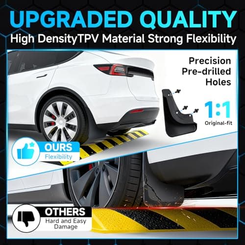 Mud Flaps for Tesla Model Y Juniper 2025-2026, Model Y Juniper Accessories All-Weather Mud Guard Body Kits, Tesla Model Y Mud Flaps 2025 2026, No-Drill Thick & Durable Splash Guards (Set of 4) - Thumbnail 6