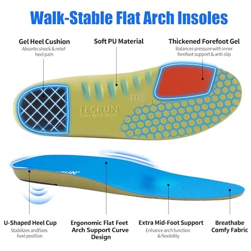 Plantar Fasciitis Relief Insoles Orthotic Arch Support Inserts Women Men - 8 in 1 Foot Pain Relief Shock Absorb Work Boot Shoe Insoles 4 Arch Types for Your Best Fit & All-Day Comfort Support - Thumbnail 5