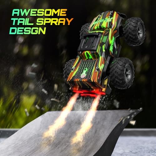 Remote Control Car for boys, 1:16 Scale All Terrain RC Cars,High Speed 25Km/h Fast Car with Colorful Led Light and spray, 2x1300mAh Rechargeable Battery RC Truck, Toy Car Gift for Teen Boys Girl Kids - Thumbnail 3