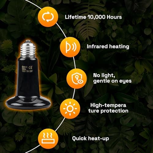 BN-LINK 150W Reptile Heat Lamp 2-Pack, Ceramic Heat Emitter Bulbs, No Light Heat Lamp for Reptiles, Chickens, Lizard, Turtle, Snake - Thumbnail 5