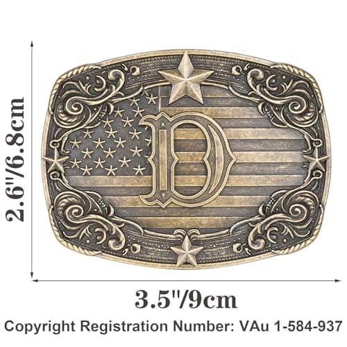 Absbolo Western Belt Buckle Men Initial Letter ABCDJRM to Z Rodeo Cowboy Belt Buckles for Women D - Thumbnail 2