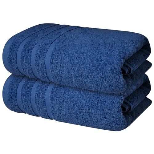 Infinitee Xclusives 100% Cotton Luxury Bath Towels Set of 2 (27x54 Inches) (Tranquil Navy, Bath Towels - Pack 2) - Image 1