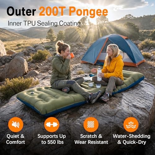 NINTYNINE Camping Sleeping Pad, 5.9" Extra-Thick Reinforced Camping Mat with Built-in Pillow & Foot Pump, Ultralight Compact Inflating Camping Air Mattress for Backpacking Hiking Travel Tent Beach - Thumbnail 5