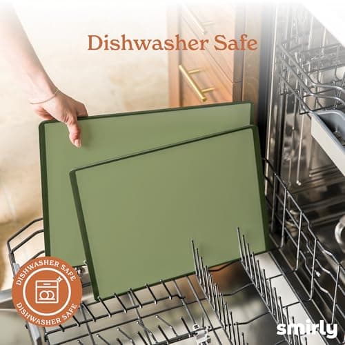 SMIRLY Plastic Cutting Board Set With Holder, Dishwasher Safe Plastic Cutting Boards Set for Kitchen, Cutting Boards for Kitchen - Plastic Chopping Board Set - Thumbnail 4