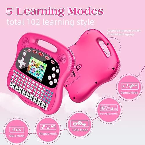 Interactive Early Learning Tablet - Educational Toys for Ages 2+ - Abc's, Words, Shapes, Numbers, Games, Music - Encourages Independent Play - Electronic Toys Gifts (Pink) - Thumbnail 4