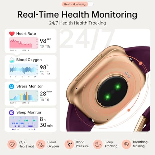 Smart Watches for Women for iPhone & Android Phones, 1.85"AMOLED Smart Watch with Heart Rate/ SpO2/ Sleep Monitor,3ATM Waterproof, Calls & Messages, 120+ Sports Modes FitnessWatch, Dynamic Dials - Thumbnail 4