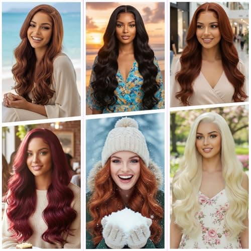 Barbique Ginger Orange Synthetic Lace Front Wig for Women, 13x6 Lace Front, Long Wavy with Baby Hair, Deep Parting, Natural Hairline, Hd Lace, Heat Resistant Fiber Wig 26 Inch - Thumbnail 5