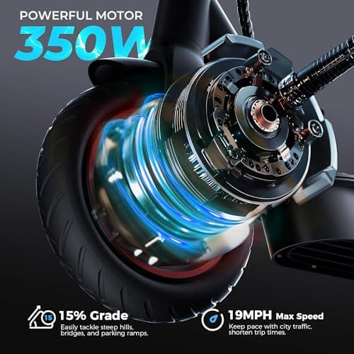 iScooter Electric Scooter 2025, 18Miles Max Range, 19 Mph Top Speed, Foldable Scooter Electric with 8.5‘’ Solid Tire, Smart APP, Double Braking Systems for Adults, Teenage - i9 - Thumbnail 2
