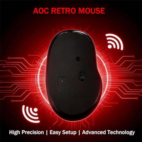 AOC Wireless Mouse, 2.4G Optical Mice with Nano Receiver, Portable Design with Textured Grip, 1600 DPI Adjustable Cordless Mouse Compatible with Notebook, PC, Laptop Black MS400 - Thumbnail 6