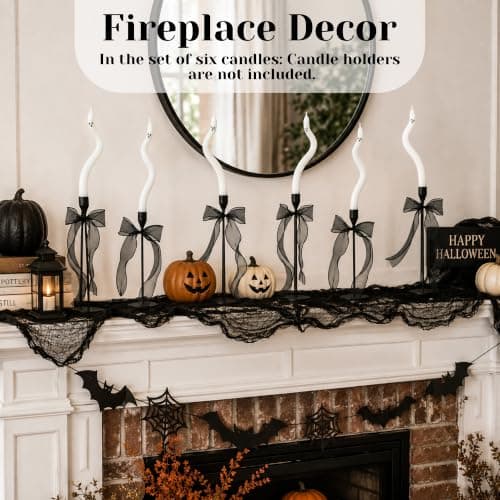 AYGXU Halloween Decorations Indoor-6 Pcs Twisting Ghost Candles with Ribbons Decor,Taper Candles,Halloween centerpieces for Party,Tables,Fireplace Decorations(Candlesticks not Included) - Thumbnail 4