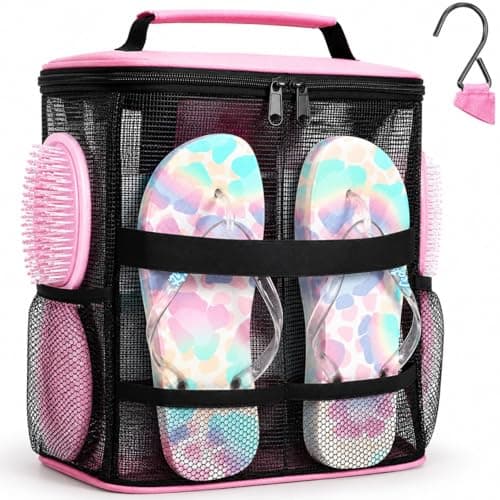 NOBLIGOAL Large Mesh Shower Caddy, Portable Hanging Travel Toiletry Bag - Image 1