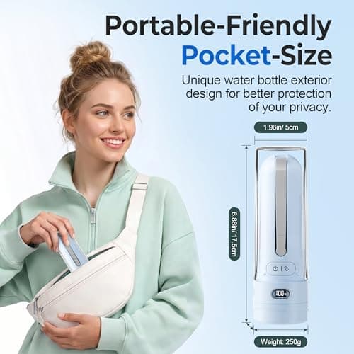 WeWi HLTH Portable Bidet for Travel | Bathroom - Rechargeable Electric Bidet Sprayer with 3 Pressure | Waterproof for Ultimate Personal Hygiene Cleaning at Home Office and Camping (Blue) - Thumbnail 4